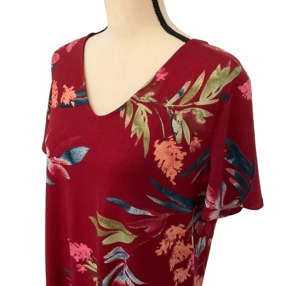 Christian Siriano Red Floral Dress Size Large - Picture 3 of 12